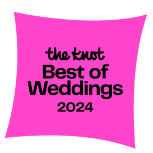 d15e4891-5b15-4e3e-826e-623b5df9b552~sc_500 A bright pink square with the text "the knot Best of Weddings 2024" in bold black letters.